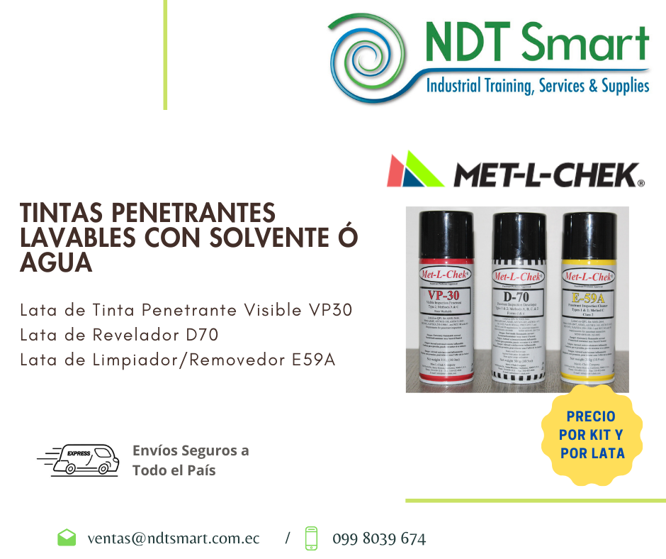 Tintas penetrantes lavables con solvente o agua